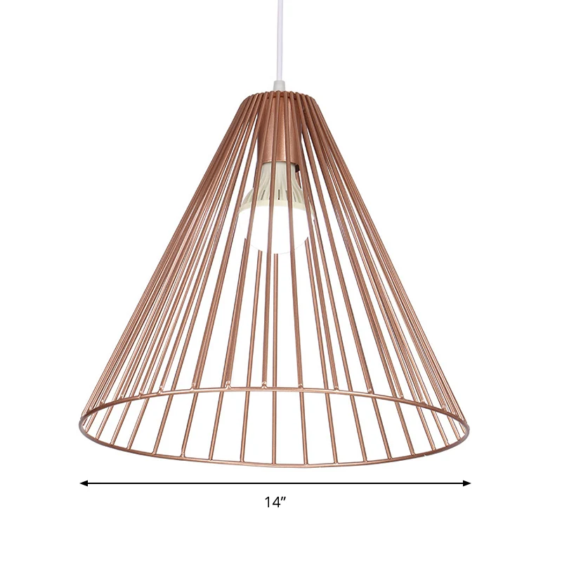 Pendule de restaurant conique en métal à 1 lumière suspendue contemporaine en or rose Clearhalo