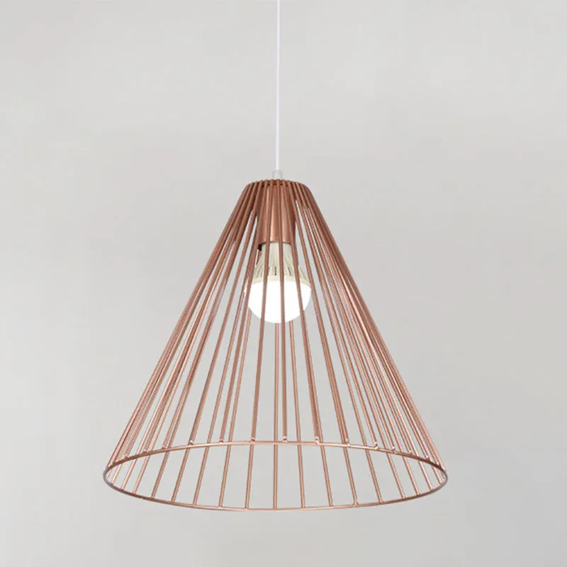 Pendule de restaurant conique en métal à 1 lumière suspendue contemporaine en or rose Clearhalo