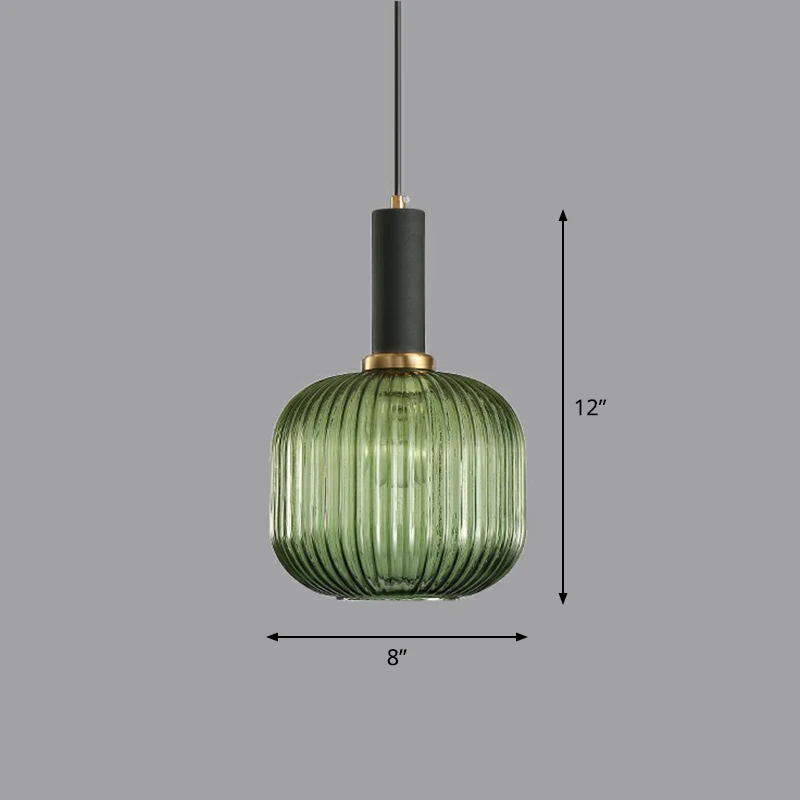 Pendule de salle à manger en forme de bouteille en verre nervuré, luminaire suspendu minimaliste à 1 lumière Clearhalo