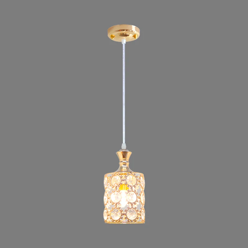 Pendule tournesol à 3 couches avec cylindre, design moderne, cristal intégré, 1 ampoule, pendentif de restaurant en or Cle...
