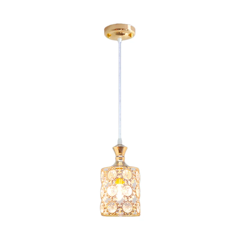 Pendule tournesol à 3 couches avec cylindre, design moderne, cristal intégré, 1 ampoule, pendentif de restaurant en or Cle...