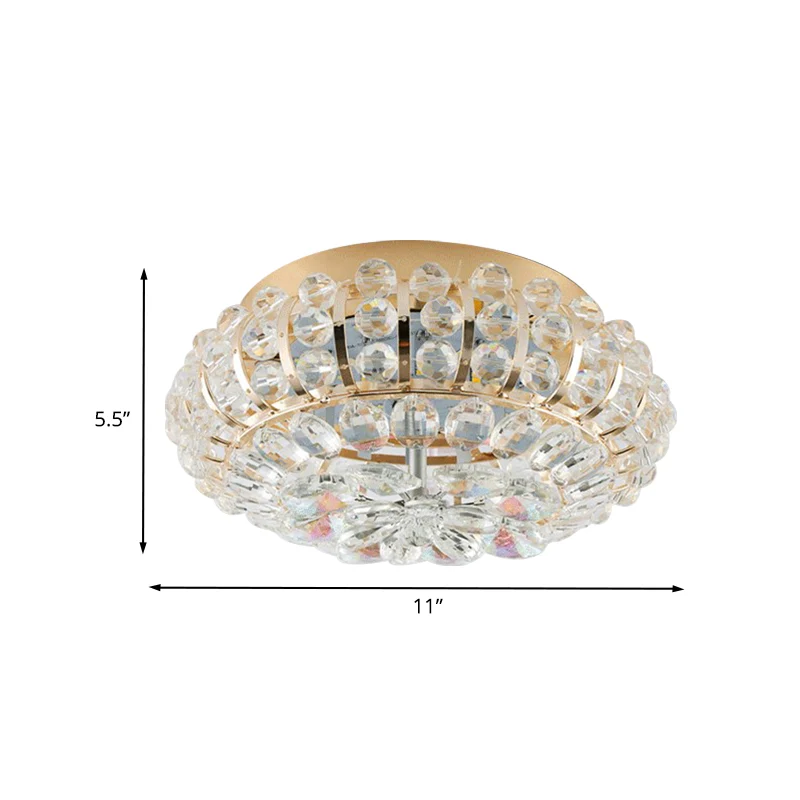 Petite lampe encastrée ronde en cristal intégrée pour couloir, simplicité, LED, proche du plafonnier, en or Clearhalo