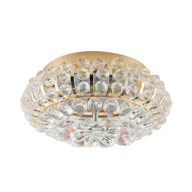 Petite lampe encastrée ronde en cristal intégrée pour couloir, simplicité, LED, proche du plafonnier, en or Clearhalo