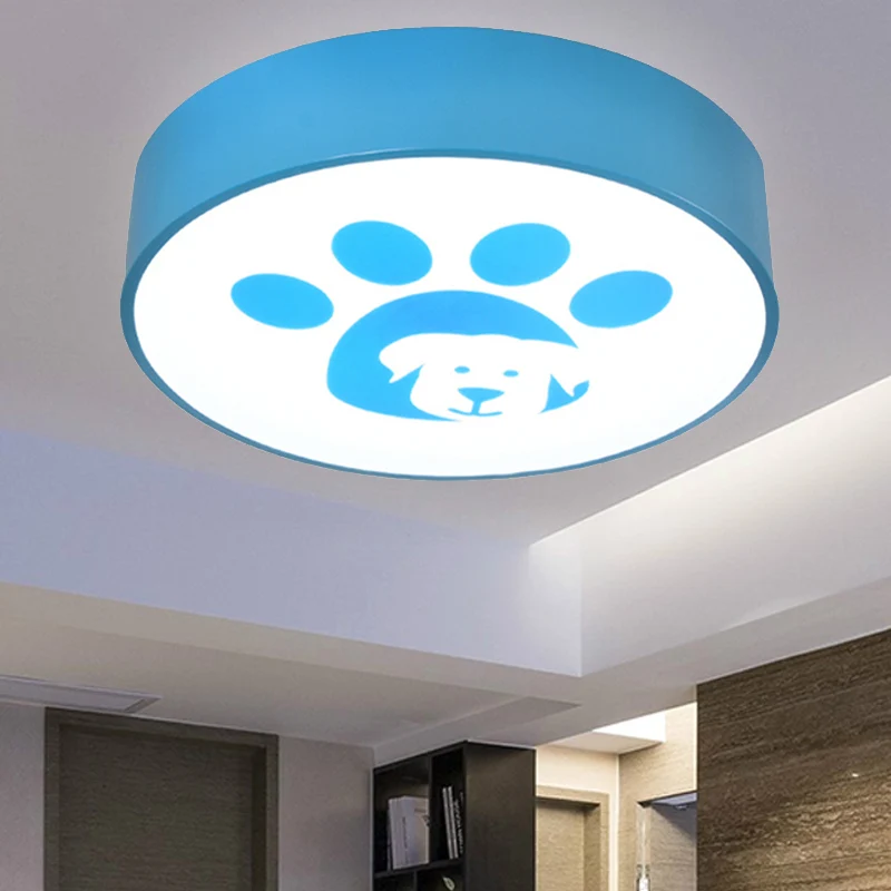 Plafonnier à abat-jour rond avec patte de chien, joli plafonnier en acrylique pour salle de bain Clearhalo