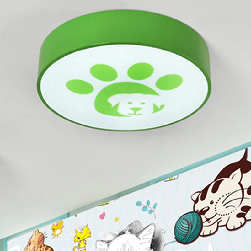 Plafonnier à abat-jour rond avec patte de chien, joli plafonnier en acrylique pour salle de bain Clearhalo