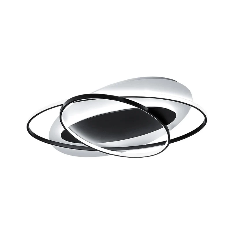 Plafonnier en acrylique à anneau ovale, éclairage de plafond moderne à LED blanc et noir, lumière blanche chaude/blanche p...