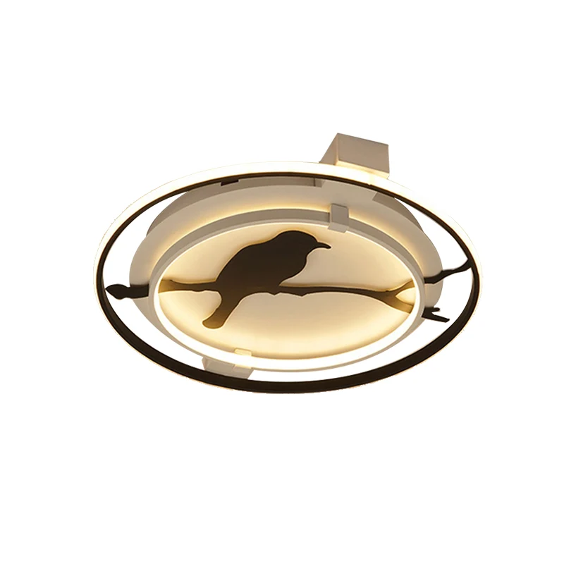 Plafonnier en acrylique avec motif oiseau, pour salle de bain, chambre à coucher, finition noire Clearhalo