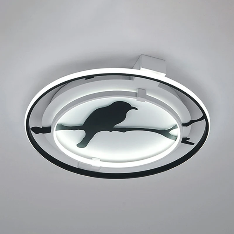 Plafonnier en acrylique avec motif oiseau, pour salle de bain, chambre à coucher, finition noire Clearhalo