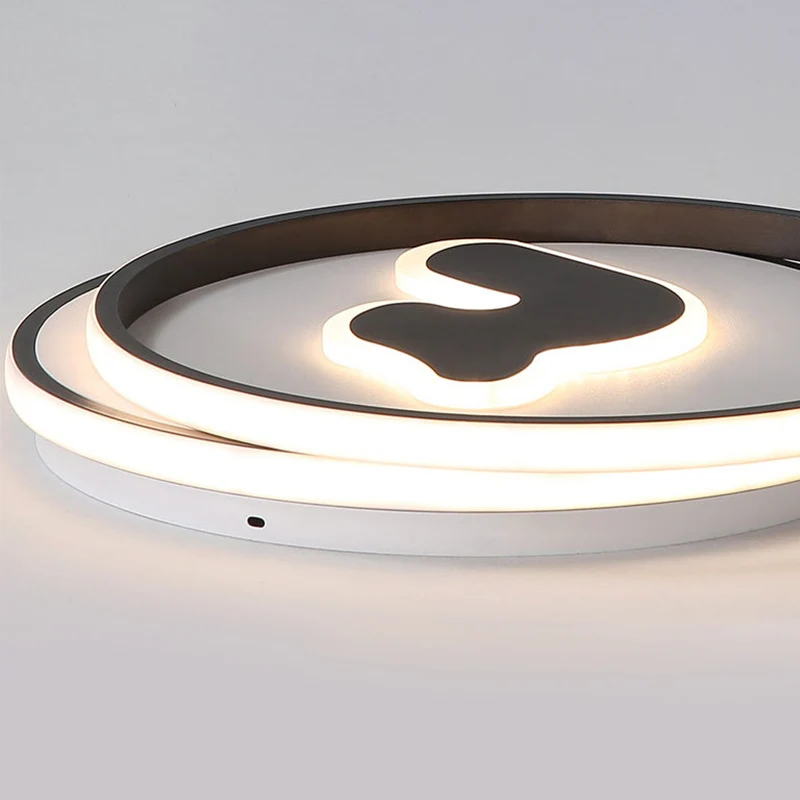 Plafonnier en acrylique à large cercle de 16,5"/20,5" Modernisme Éclairage encastré à LED noir, Lumière blanche/jaune/Télé...