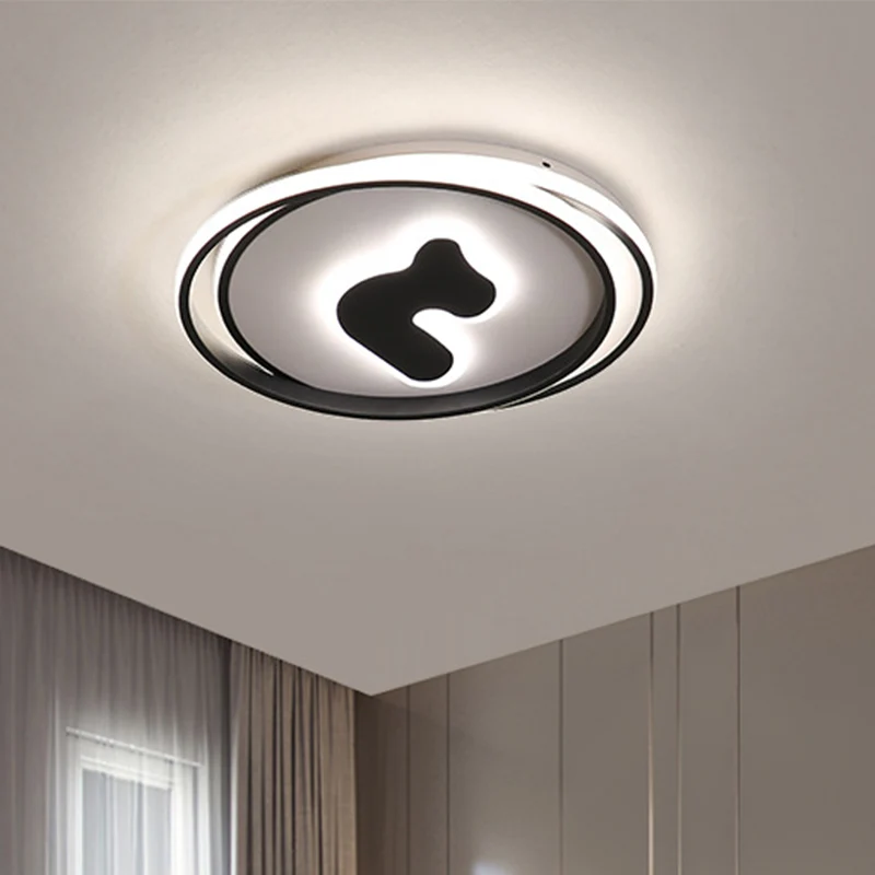 Plafonnier en acrylique à large cercle de 16,5"/20,5" Modernisme Éclairage encastré à LED noir, Lumière blanche/jaune/Télé...