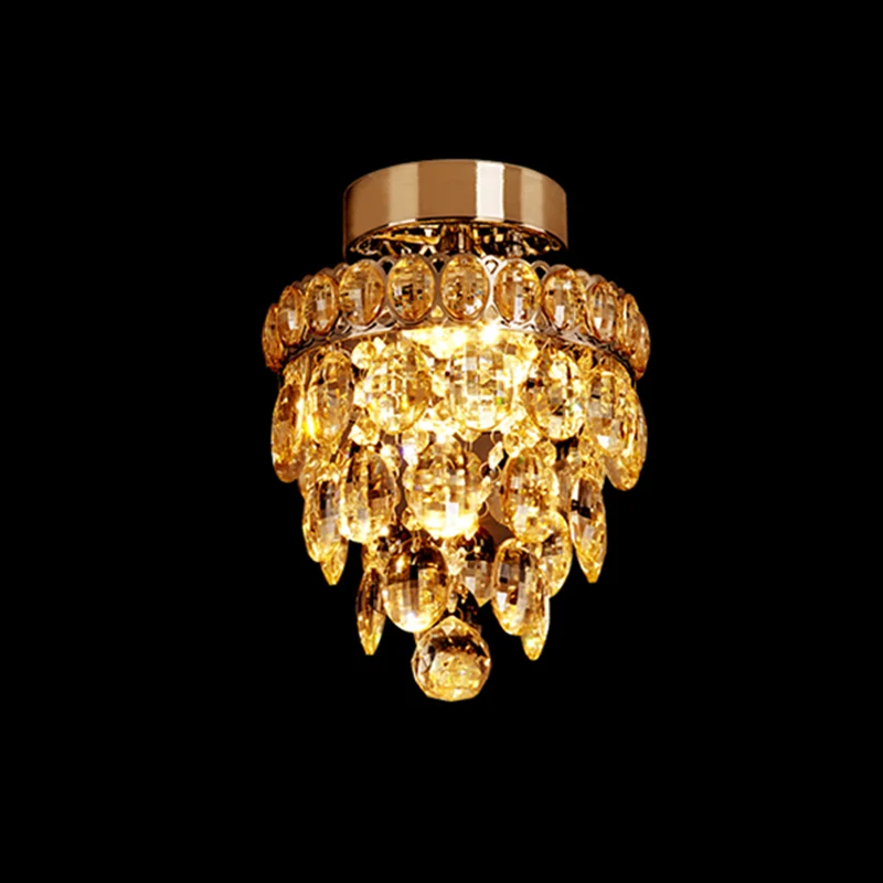 Plafonnier à ampoule unique, moderne et élégant, en forme de cône de pipe, orbe en cristal à facettes, en chrome Clearhalo