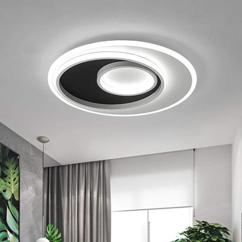 Plafonnier à anneau en métal, plafonnier LED minimaliste noir et blanc Clearhalo