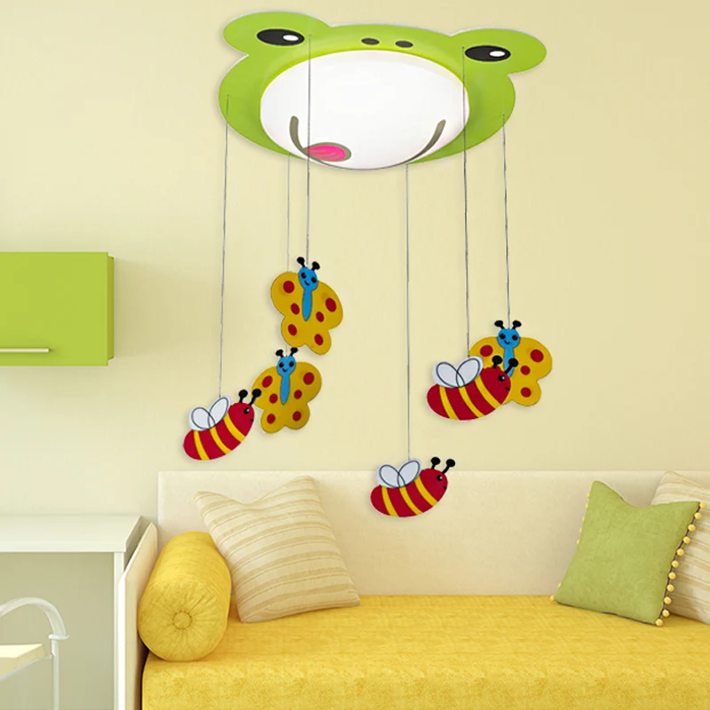 Plafonnier antibrouillard en acrylique avec motif papillon et abeille, plafonnier vert pour chambre de bébé Clearhalo