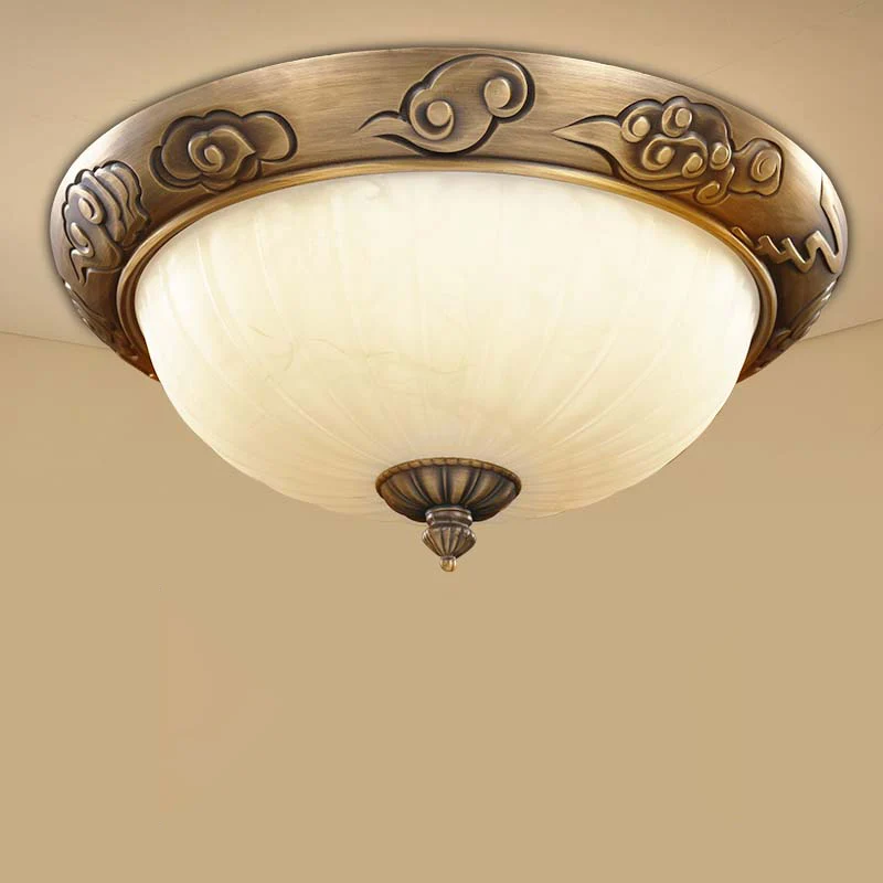 Plafonnier Antique en forme de dôme en verre laiteux, plafonnier en Bronze pour chambre à coucher Clearhalo