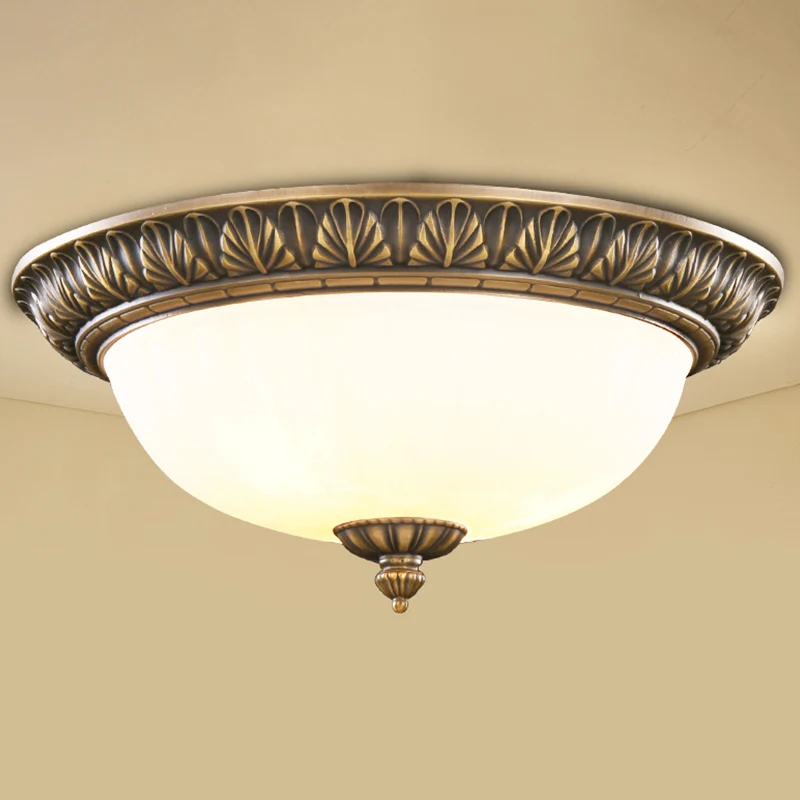 Plafonnier Antique en forme de dôme en verre laiteux, plafonnier en Bronze pour chambre à coucher Clearhalo