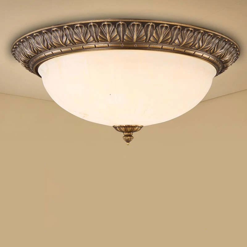 Plafonnier Antique en forme de dôme en verre laiteux, plafonnier en Bronze pour chambre à coucher Clearhalo