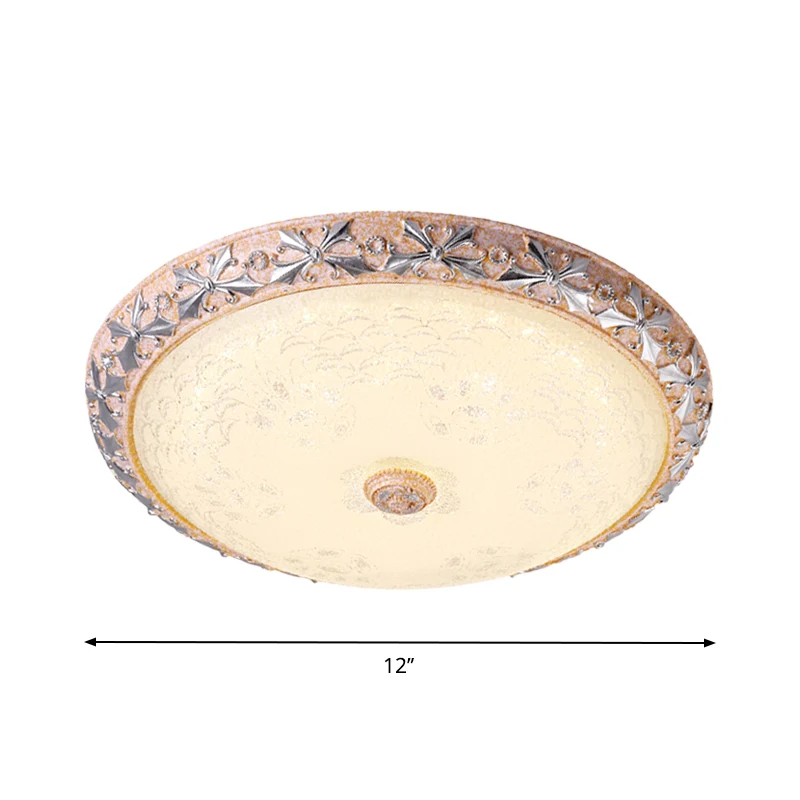 Plafonnier argenté à LED en verre texturé vintage pour chambre à coucher, largeur 30,5 cm/40,6 cm/49,5 cm Clearhalo