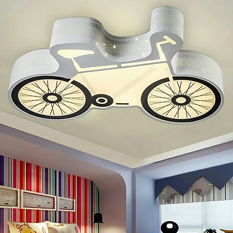 Plafonnier blanc à montage encastré pour vélo, luminaire de plafond LED en métal pour enfants pour chambre à coucher Clear...
