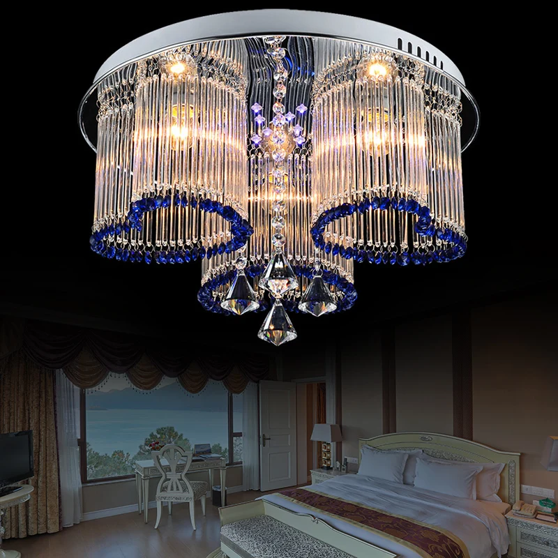 Plafonnier bleu en cristal de Style moderne, 3/5 lumières, luminaire décoratif de plafond, en forme de cœur, pour chambre...