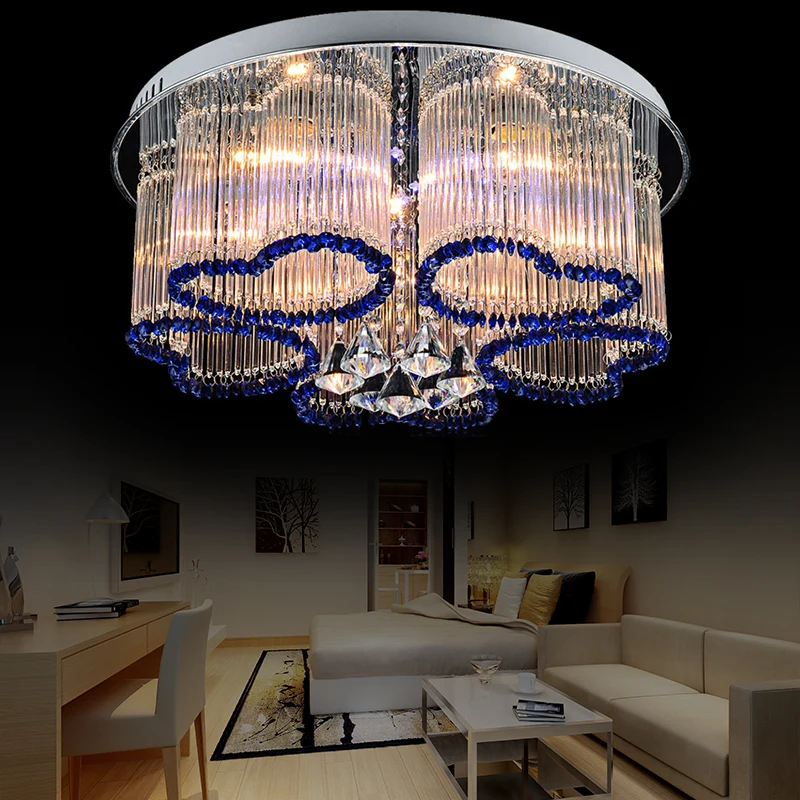 Plafonnier bleu en cristal de Style moderne, 3/5 lumières, luminaire décoratif de plafond, en forme de cœur, pour chambre...