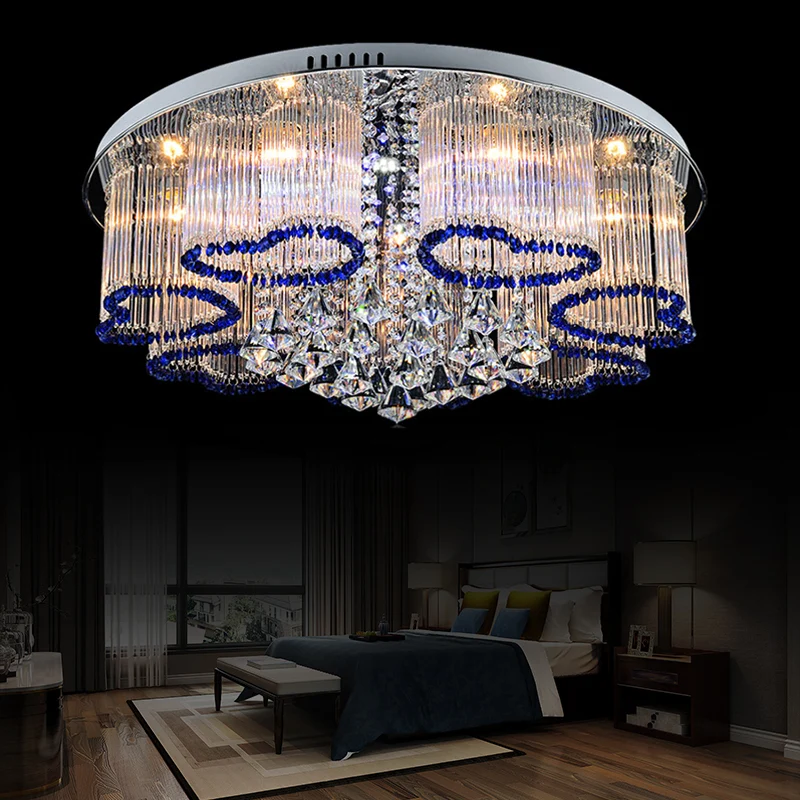Plafonnier bleu en cristal de Style moderne, 3/5 lumières, luminaire décoratif de plafond, en forme de cœur, pour chambre...