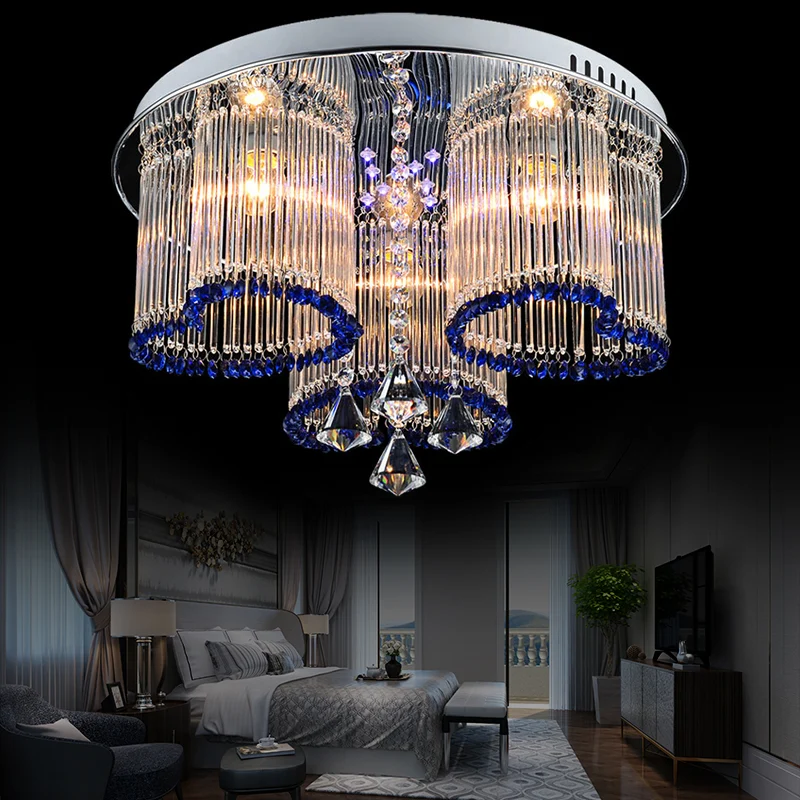 Plafonnier bleu en cristal de Style moderne, 3/5 lumières, luminaire décoratif de plafond, en forme de cœur, pour chambre...