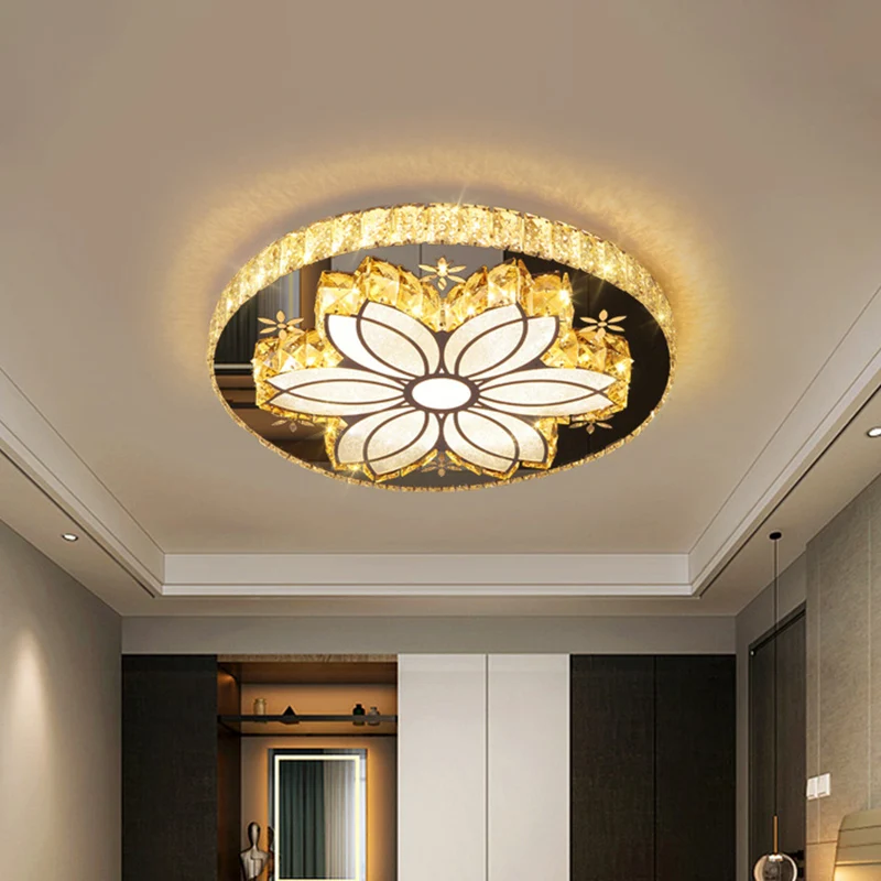 Plafonnier Bloom en cristal coupé Modernisme Éclairage encastré à LED en Chrome Clearhalo