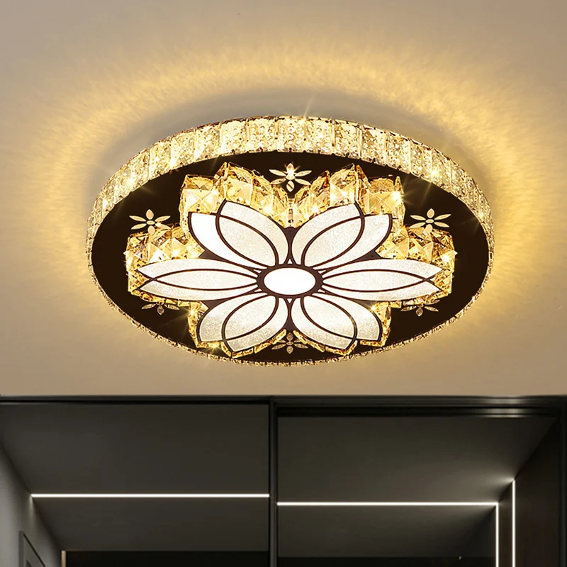 Plafonnier Bloom en cristal coupé Modernisme Éclairage encastré à LED en Chrome Clearhalo