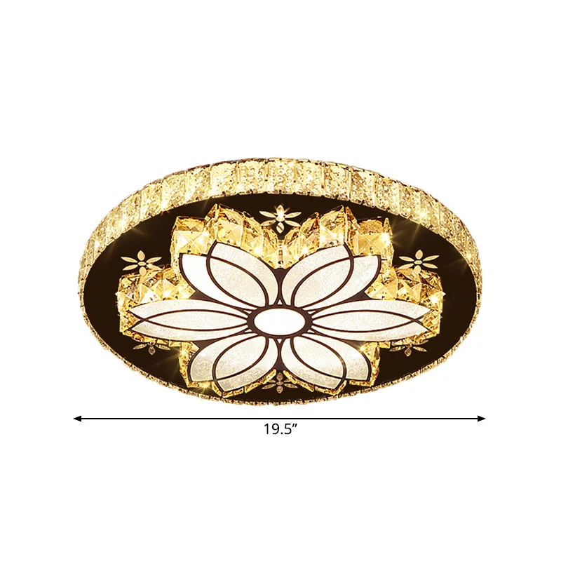 Plafonnier Bloom en cristal coupé Modernisme Éclairage encastré à LED en Chrome Clearhalo
