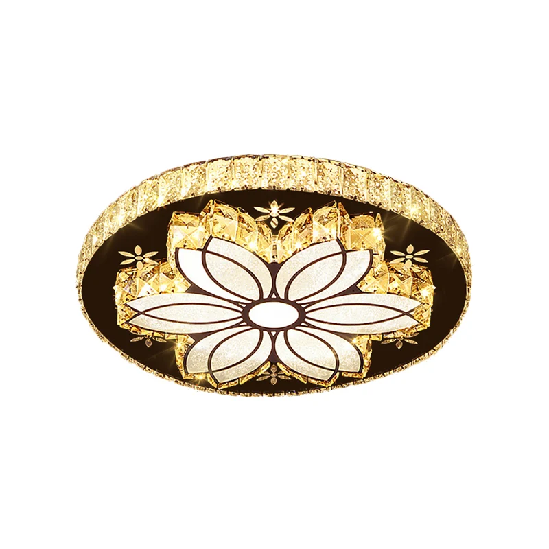 Plafonnier Bloom en cristal coupé Modernisme Éclairage encastré à LED en Chrome Clearhalo