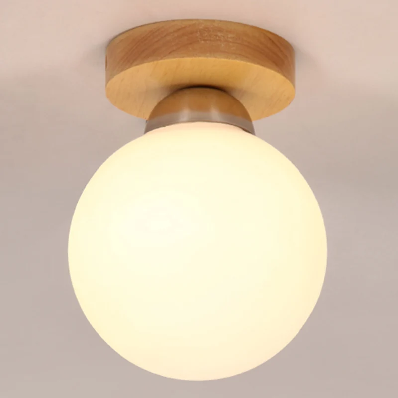 Plafonnier en bois moderne simplicité, plafonnier à 1 lumière pour chambre à coucher Clearhalo