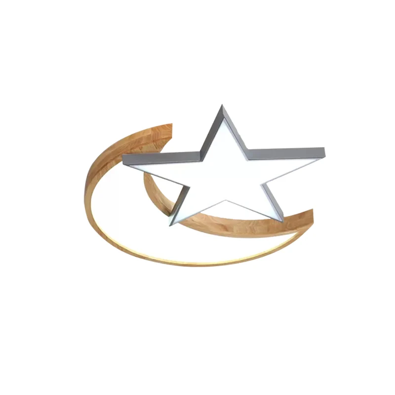 Plafonnier en bois étoile lune plafonnier de Style nordique pour chambre de salle de soins infirmiers Clearhalo