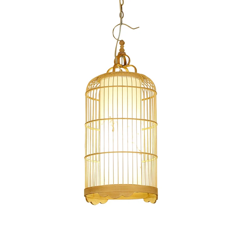 Plafonnier cage à oiseaux en bambou pour salle à manger, 9,5"/14"/16" de large, luminaire suspendu asiatique à 1 lumière,...