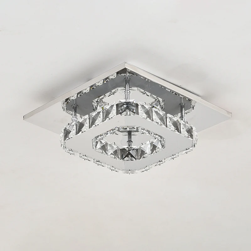 Plafonnier carré en cristal clair contemporain LED Chrome éclairage encastré pour porche Clearhalo
