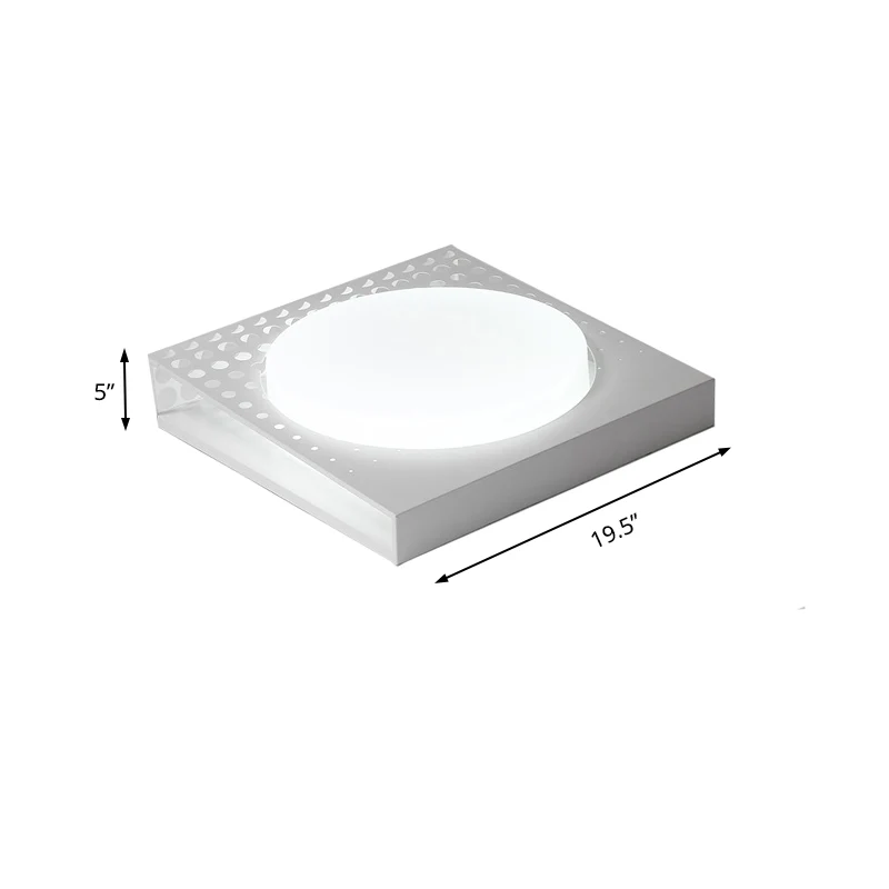 Plafonnier carré en fer avec abat-jour cylindrique en acrylique, plafonnier nordique blanc/noir pour chambre à coucher en...