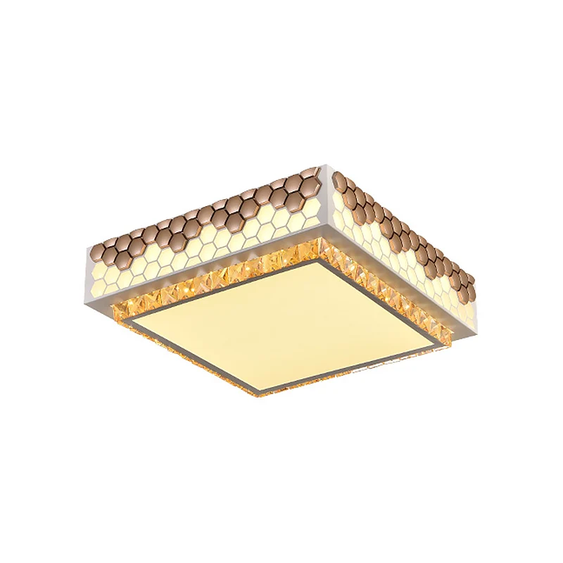 Plafonnier carré en forme de boîte carrée pour chambre à coucher, LED moderne en cristal blanc, montage encastré avec côté...