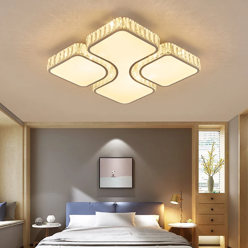 Plafonnier carré moderne avec cristal déco acrylique blanc LED plafonnier pour couloir Clearhalo