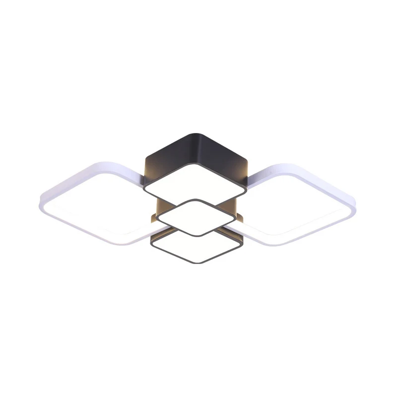 Plafonnier carré moderniste en acrylique LED noir/noir-blanc, luminaire de plafond en lumière chaude/blanche, 18"/21,5" de...