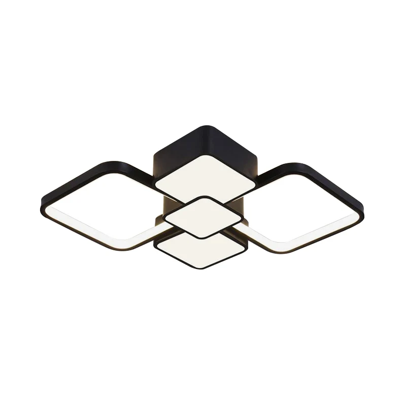 Plafonnier carré moderniste en acrylique LED noir/noir-blanc, luminaire de plafond en lumière chaude/blanche, 18"/21,5" de...