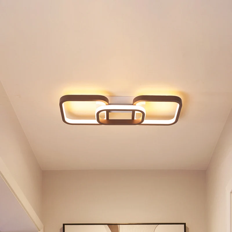 Plafonnier carré simple à 2/3/4 têtes, montage encastré, marron, pour couloir, en blanc chaud/blanc Clearhalo