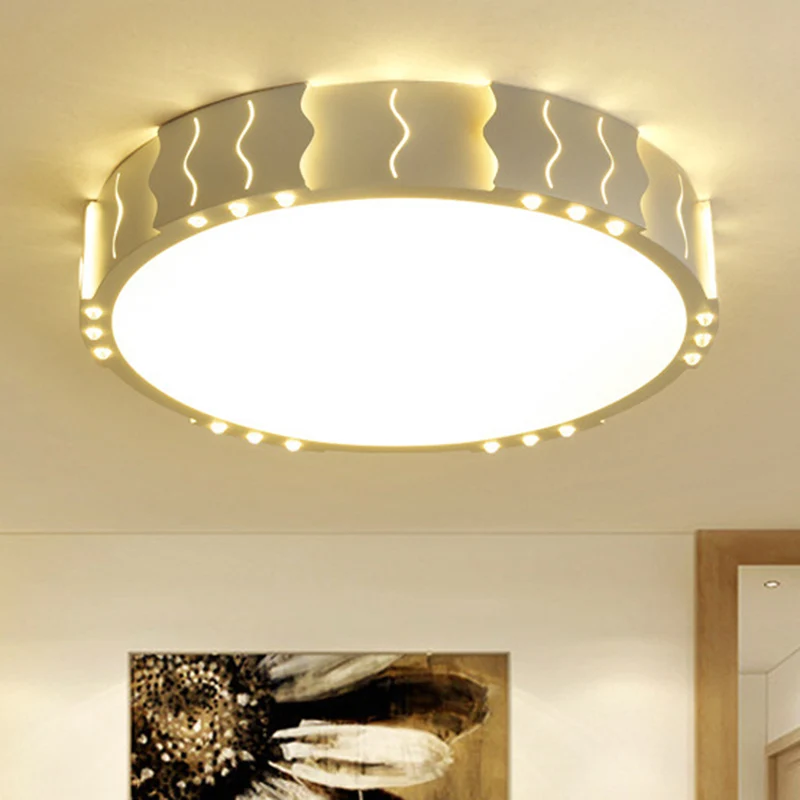 Plafonnier carré/rond blanc moderne en acrylique LED, luminaire de plafond pour salon, éclairage chaud/blanc Clearhalo