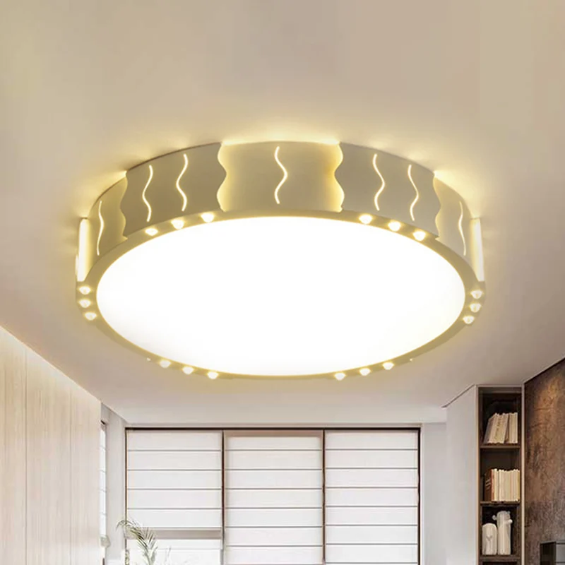 Plafonnier carré/rond blanc moderne en acrylique LED, luminaire de plafond pour salon, éclairage chaud/blanc Clearhalo