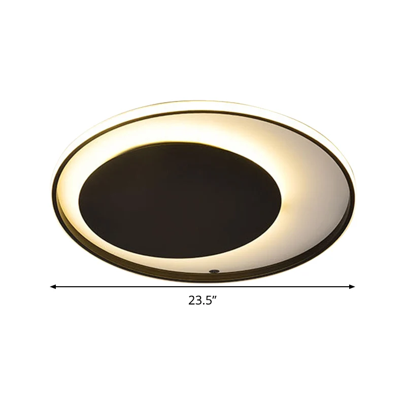 Plafonnier Cercle Noir Style Simple Acrylique 18"/23,5" Large Éclairage LED Encastré en Lumière Chaude/Blanche Clearhalo