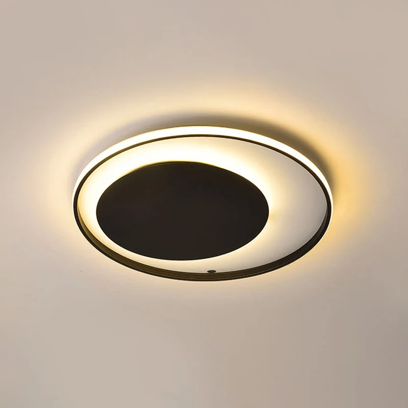 Plafonnier Cercle Noir Style Simple Acrylique 18"/23,5" Large Éclairage LED Encastré en Lumière Chaude/Blanche Clearhalo