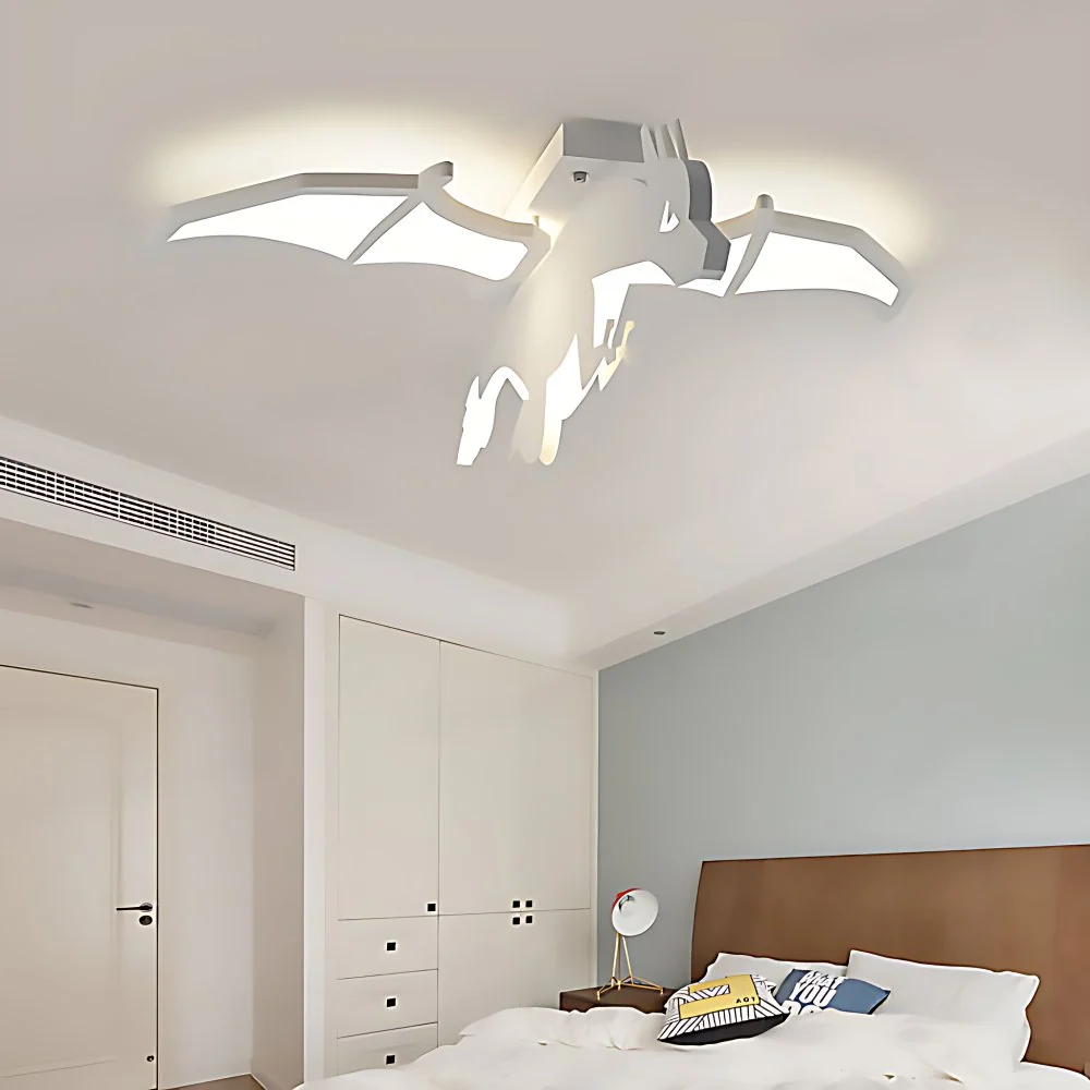 Plafonnier Charizard pour chambre de garçon, plafonnier LED en acrylique, dessin animé, blanc Clearhalo