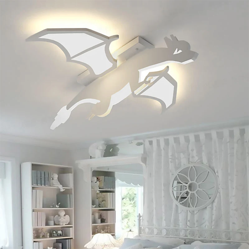 Plafonnier Charizard pour chambre de garçon, plafonnier LED en acrylique, dessin animé, blanc Clearhalo