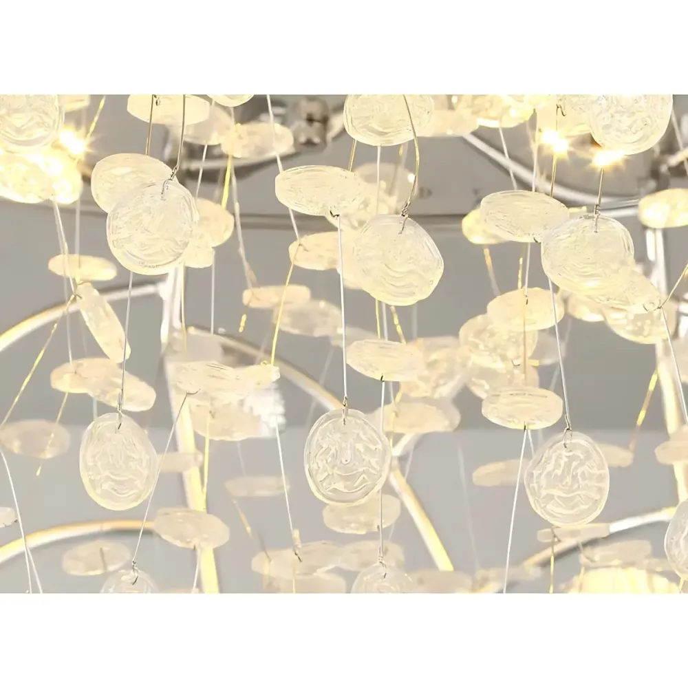 Plafonnier chromé romantique avec feuille et perle de cristal, plafonnier en métal pour chambre à coucher Clearhalo