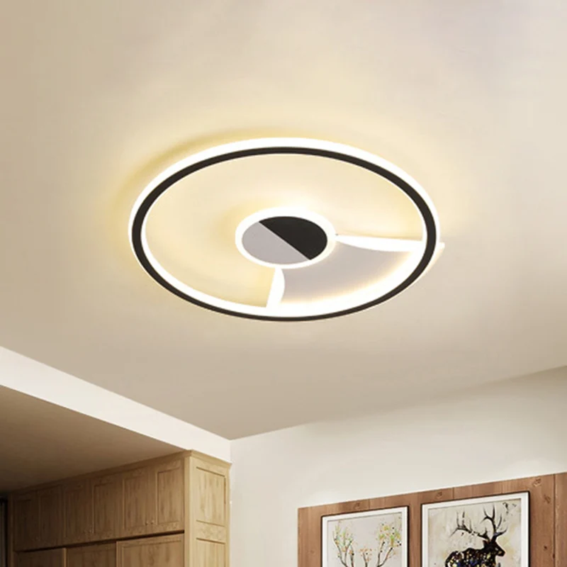 Plafonnier circulaire en acrylique à LED de style simple, noir et blanc, 16"/19,5"/23,5" de diamètre, plafonnier LED pour...
