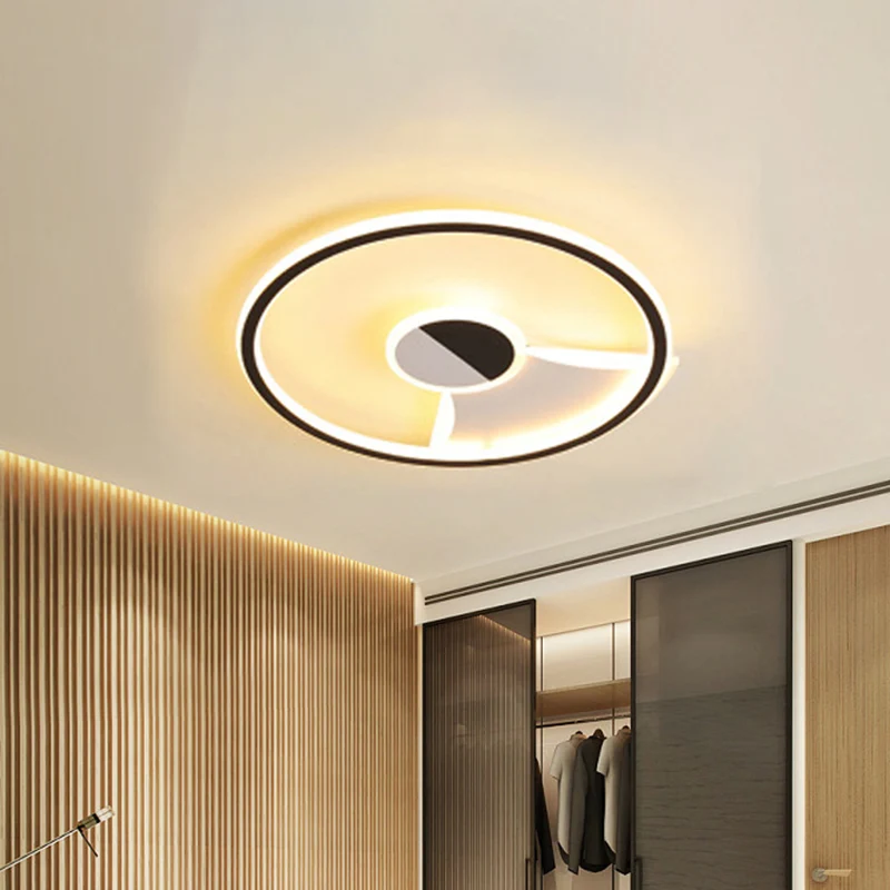 Plafonnier circulaire en acrylique à LED de style simple, noir et blanc, 16"/19,5"/23,5" de diamètre, plafonnier LED pour...