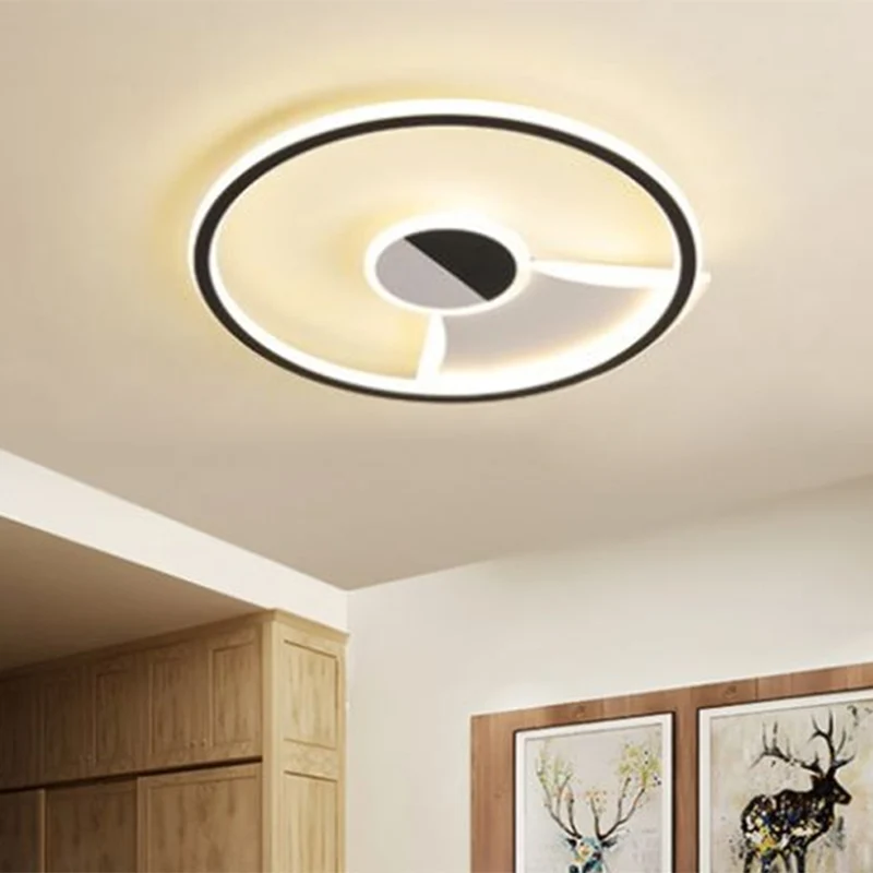 Plafonnier circulaire en acrylique à LED de style simple, noir et blanc, 16"/19,5"/23,5" de diamètre, plafonnier LED pour...